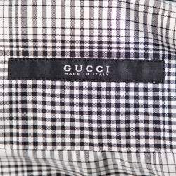 Gucci Monochrome Checkered Cotton Button Front Shirt M