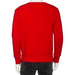 Pre Owned Gucci Red Cotton Tomorrow Is Now Yesterday Logo Printed Crewneck Sweatshirt XS