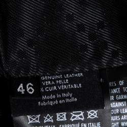 Gucci Black Leather & Rib Knit Trimmed Button Front Jacket S