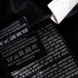 Gucci Black Leather & Rib Knit Trimmed Button Front Jacket S