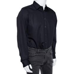 مملوكة مسبقًا Gucci Black Cotton Button Front Slim Fit Shirt XXL