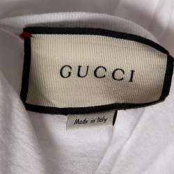 Pre Owned Gucci White Logo Printed Cotton Short Sleeve T-Shirt L