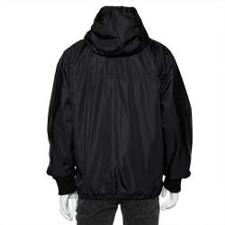 Gucci Black Synthetic Feline Detailed Web Stripe Trimmed Jacket XL