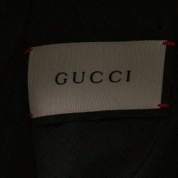 Gucci Black Synthetic Feline Detailed Web Stripe Trimmed Jacket XL