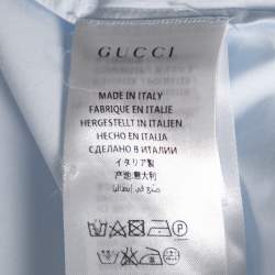Gucci Light Blue Cotton Bee Applique Collar Detail Shirt M