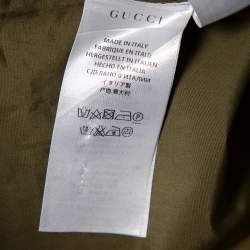 مملوكة مسبقًا Gucci Green Cotton & Leather Trim Collared Duke Fit Military Shirt XL