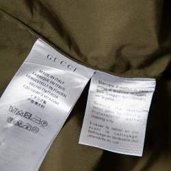 مملوكة مسبقًا Gucci Green Cotton & Leather Trim Collared Duke Fit Military Shirt XL