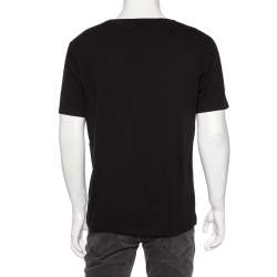 Gucci Black Logo Print Washed Cotton Distressed Effect T-Shirt M