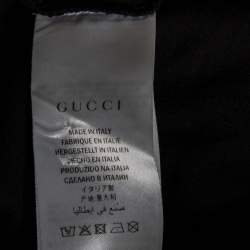 Gucci Black Logo Print Washed Cotton Distressed Effect T-Shirt M