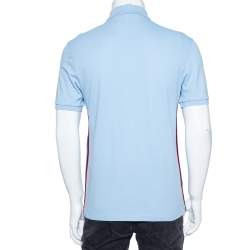 Gucci Blue Cotton Pique Embroidered Logo Patch Detailed Polo T-Shirt M