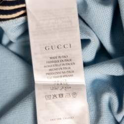 Gucci Blue Cotton Pique Embroidered Logo Patch Detailed Polo T-Shirt M