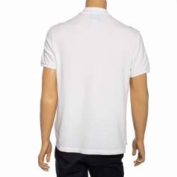 Gucci White Cotton Pique Logo Patch Detail Polo T-Shirt L