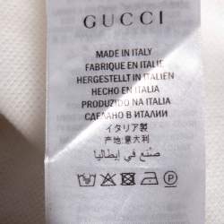 Gucci White Cotton Pique Logo Patch Detail Polo T-Shirt L