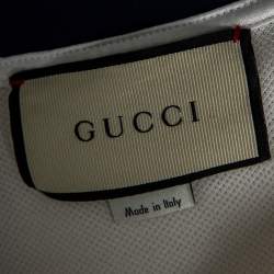 Gucci White Cotton Pique Contrast Collar Logo Strip Detail Polo T-Shirt L