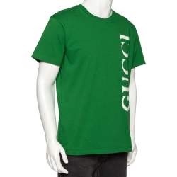 Gucci Green Cotton Logo Printed Short Sleeve T-Shirt XS