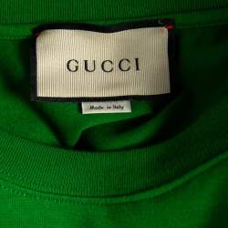 Gucci Green Cotton Logo Printed Short Sleeve T-Shirt XS