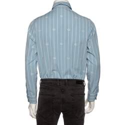 مملوكة مسبقًا قميص غوتشي أزرق قطن مخطط بأزرار أمامية مقاس متوسط - ميديوم