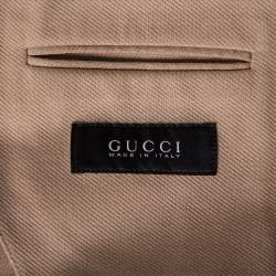 مملوكة مسبقًا Gucci Beige Cotton Knit Pocketed Single Breasted Blazer XL