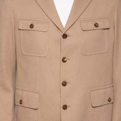 مملوكة مسبقًا Gucci Beige Cotton Knit Pocketed Single Breasted Blazer XL