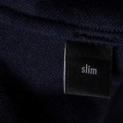 مملوكة مسبقًا Gucci Navy Blue Cotton Pique Crest Embroidered Polo T-Shirt XL