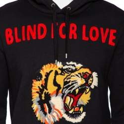 Gucci Black Cotton Blind for Love Tiger Patch Hoodie XS
