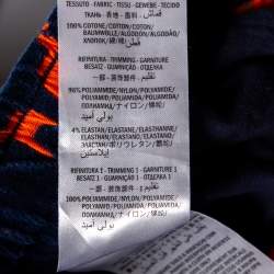 مملوكة مسبقًا Gucci Navy Blue & Orange Logo Devore Sweatpants L