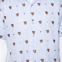 Gucci Blue Tiger Fil Coupe Button Front Baseball Shirt M