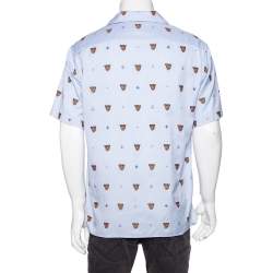 Gucci Blue Tiger Fil Coupe Button Front Baseball Shirt M