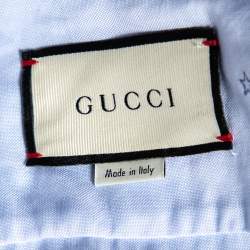Gucci Blue Tiger Fil Coupe Button Front Baseball Shirt M