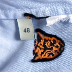Gucci Blue Tiger Fil Coupe Button Front Baseball Shirt M