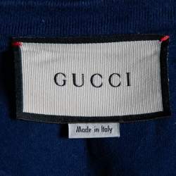 مملوكة مسبقًا Gucci Blue GG Logo Printed Cotton Short Sleeve T-Shirt M