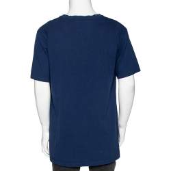 مملوكة مسبقًا Gucci Blue GG Logo Printed Cotton Short Sleeve T-Shirt M
