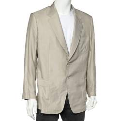 Gucci Beige Silk Button Front Jacket XXL