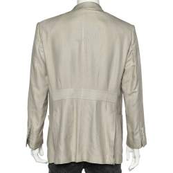 Gucci Beige Silk Button Front Jacket XXL