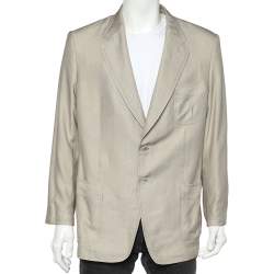 Gucci Beige Silk Button Front Jacket XXL