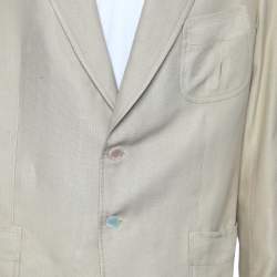 Gucci Beige Silk Button Front Jacket XXL