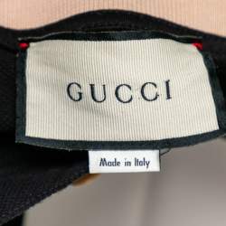 Gucci Black Cotton Pique Interlocking G Stripe Trimmed Polo T-Shirt XL