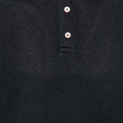 Gucci Black Cotton Pique Interlocking G Stripe Trimmed Polo T-Shirt XL