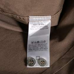 Pre Owned Gucci Brown Cotton Pocket Detail Button Front Slim Fit Shirt M