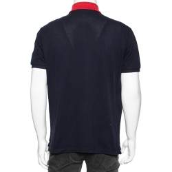 Gucci Navy Blue Cotton Pique GG Embroidered Polo T-Shirt XL