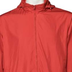 Gucci Orange Synthetic Concealed Hood Detail Windbreaker Jacket L