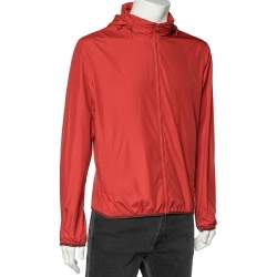 Gucci Orange Synthetic Concealed Hood Detail Windbreaker Jacket L