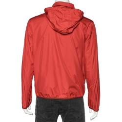 Gucci Orange Synthetic Concealed Hood Detail Windbreaker Jacket L