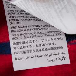 Gucci Red & Blue Striped Linen Knit Logo Printed Oversized T-Shirt XS
