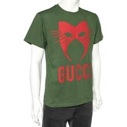 Gucci Green Logo Mask Print Cotton Oversized T-Shirt S