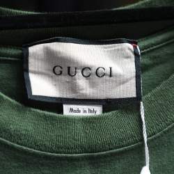 Gucci Green Logo Mask Print Cotton Oversized T-Shirt S