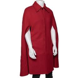 Gucci Red Wool Tiger Button Down Detailed Cape L