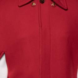 Gucci Red Wool Tiger Button Down Detailed Cape L