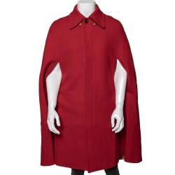 Gucci Red Wool Tiger Button Down Detailed Cape L