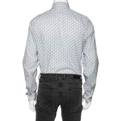 Pre Owned قميص بكم طويل غوتشي طباعة موردة أبيض مقاس كبير - لارج